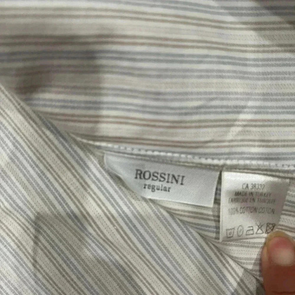 [17]Ermenegildo Zegna Rossini  Regular Brown/ Blue Pinstripes Dress Shirt - Picture 6 of 12